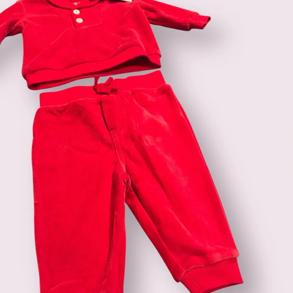 NWT Baby Ralph Lauren Classic Red Velour Outfit Size 6 Months